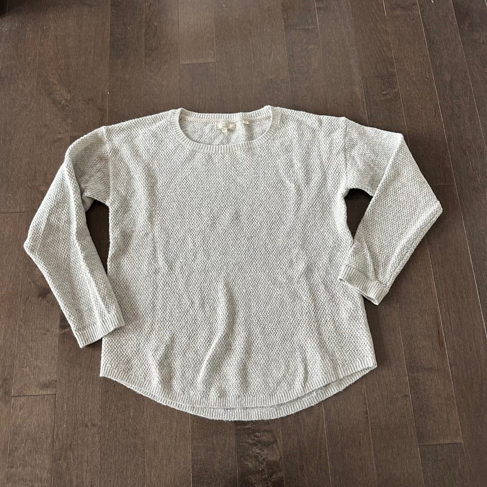Fat‎ Face Waffle Knit Sweater Scoop Hem Minimalist Classic Heathered Gray 6
